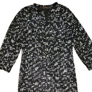 The Limited Women's Black & White Dress Snap Button Long Sleeve Med